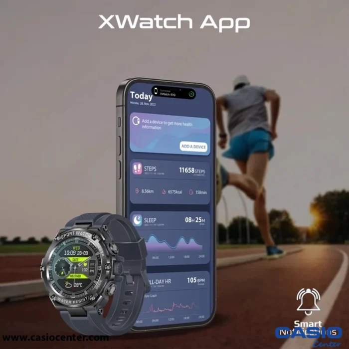 ساعت هوشمند پرومیت مدل XWATCH-R19.GREY با صفحه گرد و قابلیت تماس بلوتوثی