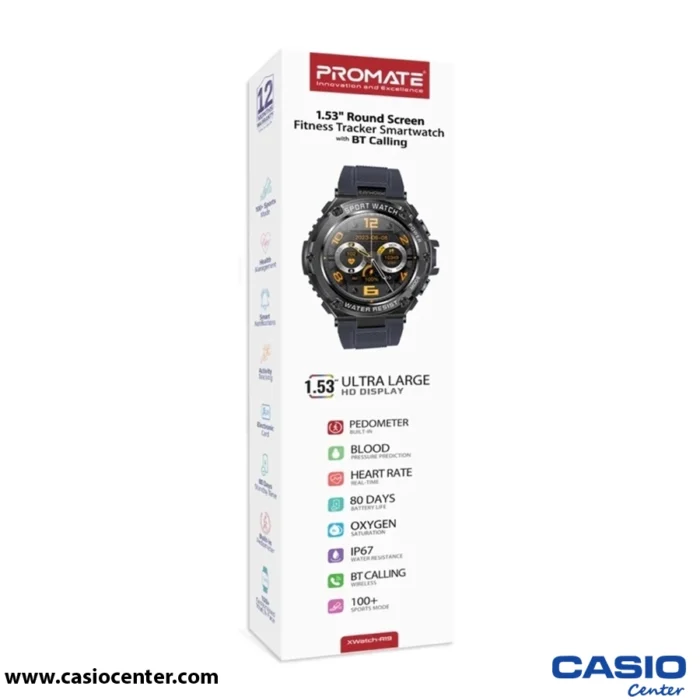 ساعت هوشمند پرومیت مدل XWATCH-R19.GREY با صفحه گرد و قابلیت تماس بلوتوثی